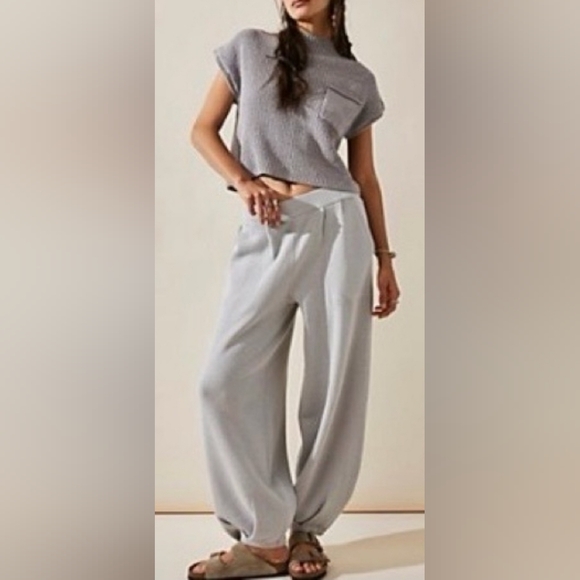 Free People Pants - Free People Freya Set-Gray Wide-Leg Pants and matching cropped sweater NWT